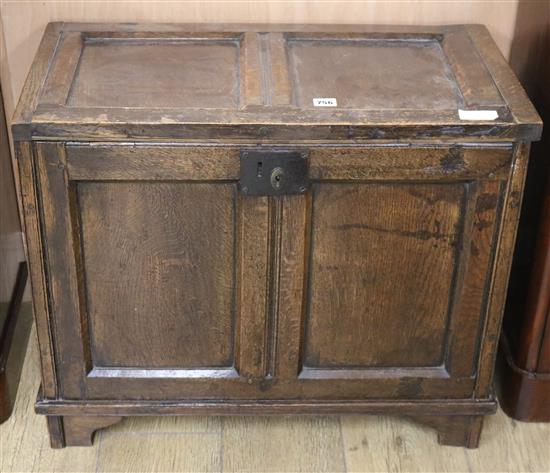 A small oak coffer W.69cm